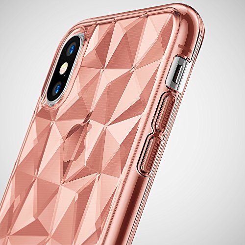 Funda Apple iPhone X Ringke  AIR PRISM  TPU con Dise  o 3D Texturizado de Genial Elegante con Patr  n de Diamante Flexible Como Una Joya para Apple iPhone X - Rosa Rose Gold Crystal