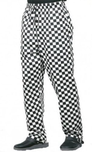 DC28 UNISEX CHEFS TROUSERS (S-XXXXL) BLACK/WHITE (XL - 40/42" WAIST)