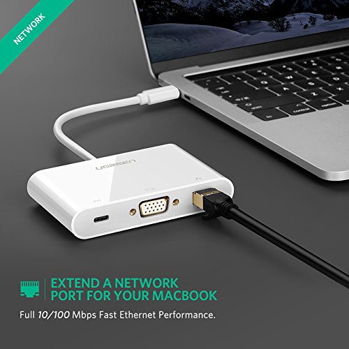 UGREEN USB C auf VGA USB 3.1 Typ C auf VGA USB Typ C 3.1 Buchse mit RJ45 Ethernet 10/100Mbps Adapter AV 1080P HDTV für 12 Inch neue MacBook 2016 und 12 Inch neue MacBook 2015 Weiß - 5