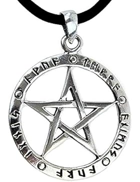 Anhänger Runen Pentagramm der 5 Elemente Keltischer 925er Silber Schmuck mit Lederband Runenpentagramm Schmucksäckchen...