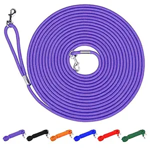 Hi Kiss Check Cord Large,Medium Small Dogs/Puppy Obedience Recall Training Agility Lead - 15ft 30ft 50ft Training Leash - Great for Training, Play, Camping, or Backyard Purple 50 Feet