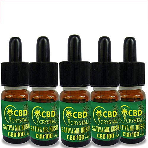 crystalcbd 5X E-Líquido Sabor Sativa Master Kush 100mg. Liquido para Cigarrillo electronico. SIN NICOTINA.