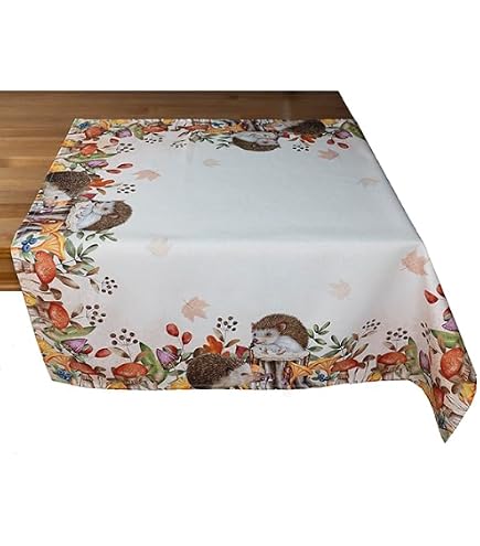 Tischläufer Herbstdesign – Eichhörnchen Mit Herbstfrüchten, 40x90 Cm, Terracotta-Farben, Aus Polyester