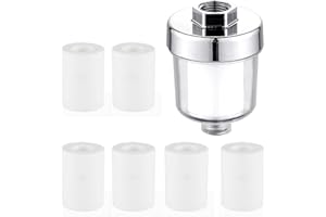 Honatrv Filtro Doccia, Filtro Anticalcare con 6 Cartucce Filtranti, Filtro Rubinetto, Filtro Doccia, Filtro Acqua, per Rubinetti o Doccia, Ø 2 cm