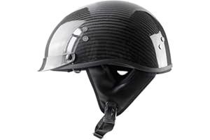 Mangen Carbon Fiber Half Helmet Motorcycle Open Face Helmet Vintage Street Bike Touring Cruiser Scooter (Glass Black, XL)