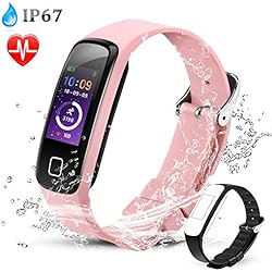 AGPTEK Montre Connectée Etanche IP67 Bracelet Sport Connecté Podomètre Fitness Tracker d'Activité Smartwatch avec Bracelet de Remplacement, Compatible avec iPhone iOS 8.2, Android 4.4-Rose