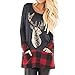 Produktbild Christmas Pullover Damen UFODB Elegante Frau Weihnachtspullover Weihnachten Blumen Drucken Langarm Sweatshirt Cute Hemd Rentier Fashion Pulli Warme T-Shirt Kleid