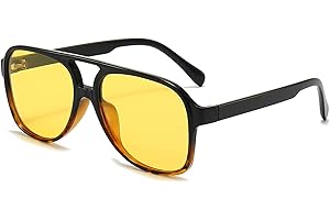 Long Keeper Occhiali Guida Notturna Polarizzati – Vintage Gialli Occhiali da Sole Donna e Uomo, Antiriflesso Guida Occhiali Visione Notturna Lenti Gialle Anni 70 Pilota Stile