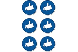 HAVATI Lot de 6 caméras de vidéosurveillance - Conforme à la norme DIN EN ISO 7010 / ASR A1.3 - Autocollants : Ø 5 cm