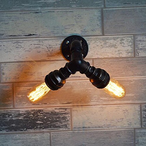 Preisvergleich Produktbild Retro Wandleuchte, Industrial Style Wandleuchte verstellbare Wandleuchte Eisen Wandleuchte Zimmer Bar Restaurant Cafe Club Wandleuchte Braun Doppel Kopf E27 Lampenfassungen 22 * 18 * 16 cm W