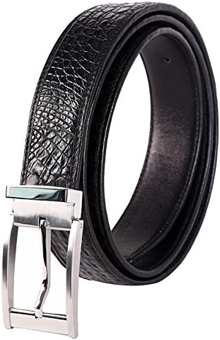 GAVADI Croco Skin Pin Buckle Belt for Men Black Size 39-42