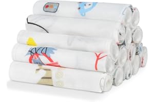Aolso Musselin Waschlappen, 15 Stück Bio-Baumwolle Baby Waschlappen, Mehrzweck Baby Handtücher Set, Quadratisches Babyhandtuch, Saugfähig, 20 * 20cm