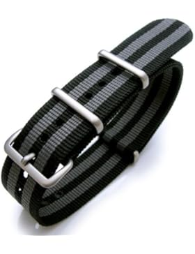 G10 NATO Uhrenarmband 22 mm, Aus Nylon mit Motiv von James Bond, Mit Schnalle, Gebürstet, Schwarz, 1 Streifen...