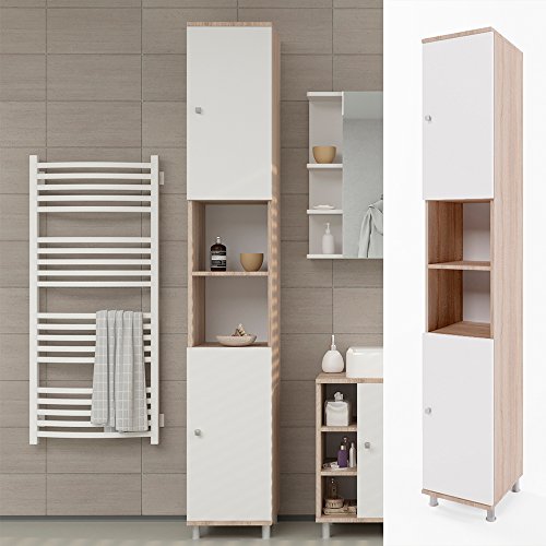 Badschrank FYNN 190 cm Eiche Sonoma – Badezimmerschrank Hochschrank Badmöbel Badregal - 3