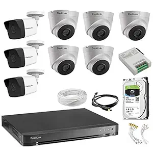 DeckLink 5MP CCTV Camera Full Set 5 Dome + 3 Bullet + 8ch Full HD 4K DVR + 2Tb Surveillance Hard disk and Cctv 3+1 Cable with All Accessories