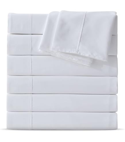 ZPECC 8-Pack White Microfiber Flat Sheets – Soft, Color-Coded Hems For Hotels, Airbnb, Home (Full Size 81x96")