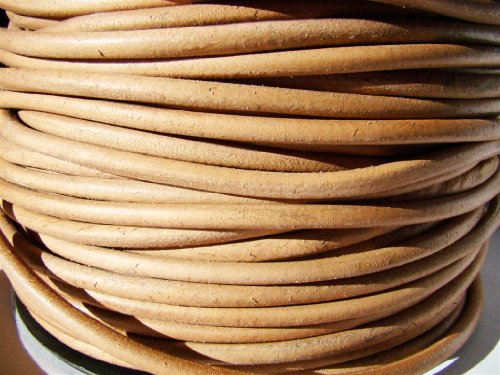 Lederband, Lederschnur, Lederriemen 5 m. Rund 6,0 mm. Natur