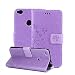 Produktbild Huawei P8 Lite 2017 Hülle, Huawei P8 Lite 2017 Schutzhülle, Alfort Carving Lederhülle Fashion Design Premium PU Leder Hohe Qualität Tasche Case Cover Kasten Abdeckung Wallet für Huawei P8 Lite 2017 5.2" Smartphone Funktion Standfunktion Unterstützte Telefone und Magnetverschluss mit Schmetterling ( Helles Lila )