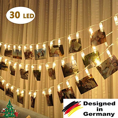 Cadenas de Luces,Gledto LED String Light de Baterías forma de Clothespin Aliler de la Ropa Romántica Fotos Clip Luces de Cadenas LED para Navidad,Fiestas,Bodas,Jardines,Compleaños,Festivales Decorados