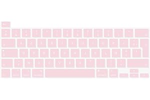 Digi-Tatoo Film de Protection du Clavier，Compatible avec Le Clavier 2022 New MacBook M2 Chip Pro 13 and 2020/2019 MacBook Pro 13 inch A2338 A2289 A2251, AZERTY French Layout,Silicone Couleur Rose