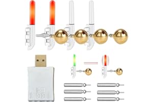 iKALULA 4Pcs Bastoni Luminosi per La Pesca, Campanello di Allarme da Pesca con Fibbia, Indicatore di Abboccato a LED, Accessori da Pesca con Caricatore e 6 Batteria, per Pesca Scambisti, Pesca