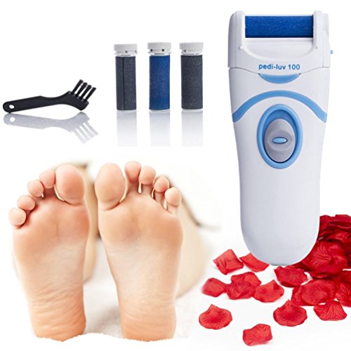 iVog Pedi-Luv 100 Powerful Callus Remover Battery Operated Professional Pedicure Device, Includes 4 Rollers (2 Coarse & 2 Extra Coarse)