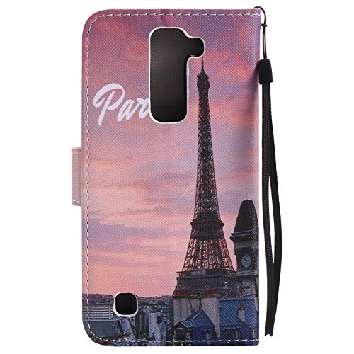 Feeltech LG K7 Hülle PU-Leder und Brieftasche Bunte Muster Fall mit Magnetverschluss, Hybrid-Kickstand mit Stand-Funktion, schlagen Sie schützende weiche TPU Stoßstangenabdeckung und Kreditkartenhalter für LG K7 Handgelenk Bügel-Buch-Art-Geldbeutel-Tasche mit 2 In 1 Berühren Sie Stift – Turm - 3