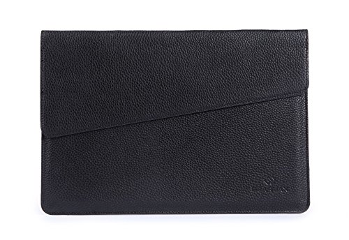 SunSmart Einfache Umschlagart 13.3-Zoll-Laptop-Leder Schutzhülle Tasche mit Magnetverschluss für MacBook Air 13.3''(schwarz)
