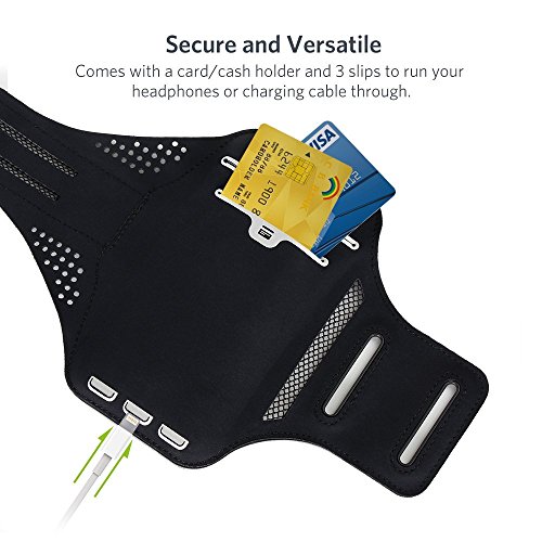 Handy Armband Landnics Sportarmband iPhone Android sebis 5.5 Inch SchweiÃŸbestÃ¤ndiges Armband-Etui Mit SchlÃ¼sselhalter, Kabelfach, Kartenhalter fÃ¼r Handys Samsung Galaxy iPhone 7/6/6S/5 (Schwarz+)