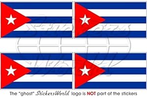 STICKERSWORLD Cuba Bandera de Cuba República de Cuba 2 "(50 mm) bumper-helmet de vinilo pegatinas, calcomanías x4