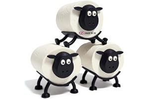 Triformia Sheep Toilet Roll Holder - Novelty Toilet Roll Holder with Hilarious Design, Premium 3D Printed Eco-Friendly PLA, Modular Stackable Storage, Easy Plug & Play Assembly