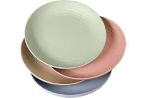 WANBY Servizio Piatti in Plastica Leggeri Grandi Indistruttibili per Cena Riutilizzabili e non Tossina Lavastoviglie e Forno a Microonde Sicuri e Sani per Bambini e Adulti (23cm 4 Pezzi)