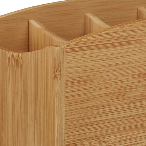 Relaxdays Schreibtischorganizer aus Bambus, Stifteköcher mit 4 Fächern, natürliche Maserung, HBT: ca. 11,5 x 26 x 13 cm, natur - 5