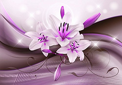 FOTOTAPETE VLIES PREMIUM: 350×245 cm (BxH) – bedruckt auf deutscher Premium Vliesleinwand – Keine Papiertapete ! – 3 Farben zur Auswahl – Top – Tapete – Wandbilder XXL – Wandbild – Bild – Fototapeten – Tapeten – Wandtapete – Wand – Blumen Lilien Blitz Abstrakt Lila b-A-0250-a-c - 2