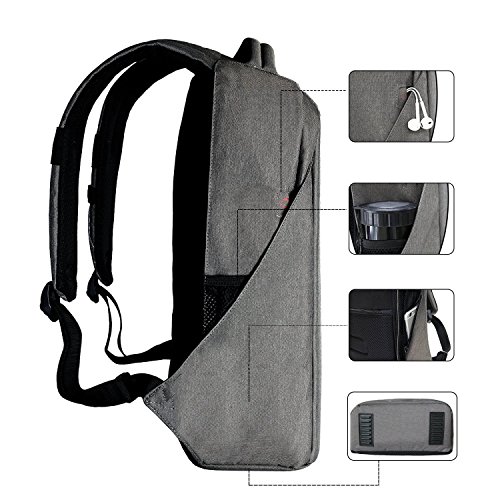 Diebstahlsicherung Laptop Rucksack 15 6 Zoll Business B  ro Rucksack mit USB-Ladeanschluss Resien Outdoor Studenten Uni Arbeit Rucksack Laptop  Dunkel