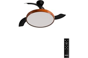 CREATE / WIND CLEAR M/Ventilateur de plafond avec lumière bois foncé avec télécommande / 40W, Ø108 cm, minuterie, pales rétractables, 3 températures de lumière, fonction été-hiver