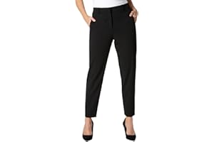Roman Originals Work Trousers for Women UK Ladies Office Smart Stretch Suit Pants Slacks Cigarette Straight Leg Tailored High Elasticated Waist Ankle Grazer Slim