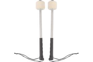 HILAI Baguettes de Grosse Caisse avec tête en Feutre de Laine,Baguette Tambour de Basse, Feutre tête Percussion Millets Timpani bâtonnets avec poignée de bâtonnets de Batterie Noire
