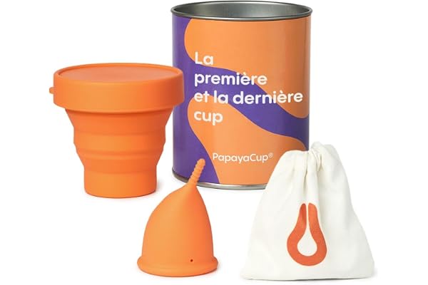 PapayaCup Cup Menstruelle Anatomique - Ergonomique, Flexible, Réutilisable, avec Stérilisateur Coupe Menstruelle - Plus Confortable - Taille L - Taille 2