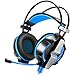 Produktbild Gaming Headset für PS4 , AOSO GS700 Gaming Kopfhörer mit Stereo Bass Mikrofon In-line Lautstärkeregler Over-ear 50mm Drive LED Licht Stirnband für XBox 360 PC Tablet Smartphone Schwarz-Blau