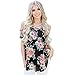 Produktbild MRULIC Damen Lose Große Bluse Sommer Lässig Blumendrucken Tops(Schwarz,EU-38/CN-M)