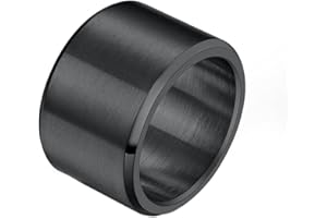 HIJONES Herren Edelstahl 15mm breit schlicht Statement Ehering Big Ring Matt gebürstetes Finish Hip Hop