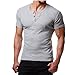 Produktbild T-Shirt Herren Ursing Mode Sommer T-Shirts Mode Männer Kurzarm O-Neck Slim Fit Hemden Kurzarmhemd mit Knopf Einfarbig Sommer-Oberteile Freizeit Hemd Modern Rundhals Bluse Muskelshirt (S, Grau)
