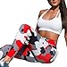 Produktbild Leggings Damen, Sunday Frauen Athletic Sports Gym Yoga Lauftraining Fitness Leggings Hosen Patchwork Farbe Freizeit Strandhosen (S, Rot)