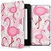 Produktbild kwmobile Hülle für Amazon Kindle Paperwhite (2012/2013/2014/2015/2016/2017) - Flipcover Case eReader Schutzhülle - Bookstyle Klapphülle Flamingo Blüten Design Pink Weiß Rosa