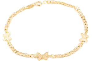 MONDE PETIT Bracciale bambina farfalle zirconi - oro giallo 9k (375) - Scatola Regalo - Certificato di garanzia