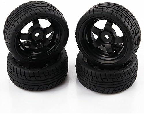 Yiguo RC Flat Racing Car Soft Rubber Tires Tyre and 12mm Hex Wheels Black for 1:10 HSP HPI REDCAT HIMOTO set of 4