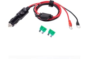 YCIND 12AWG 30A Car Cigarette Lighter Male Plug to O Ring Terminal Connector 12V-24V Cable, Quick Disconnect Eyelet Terminal Harness Extension Charge Cord, Safety Fuse 30A 6FT 1.8M (6FT 1.8M)