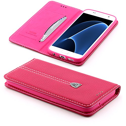 [ S6 edge ]Handy Schutz Tasche Noble Series Cover für Samsung Galaxy [ S6 edge ] edle Book Style Hülle mit Aufstellfunktion und Kartenfach ScorpioCover pink