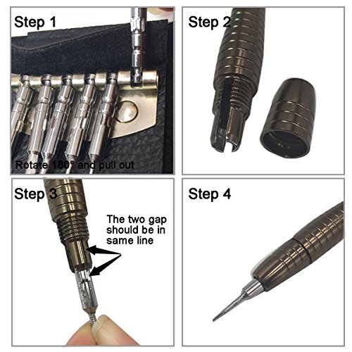 Wartoon Mini Schraubendreher Set 25-teilig Werkzeugset für PC Brillen Handy Laptop Kameras Brillen Uhren Spielzeug Schmuck (Schlitz, Kreuzschlitz, Torx) in Lederetui - 3